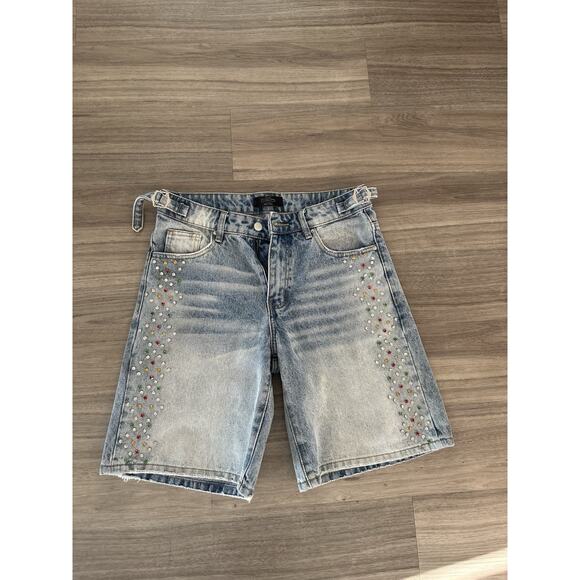 HMDD H Star Crystal Jorts Denim Shorts Size Small - Picture 1 of 5